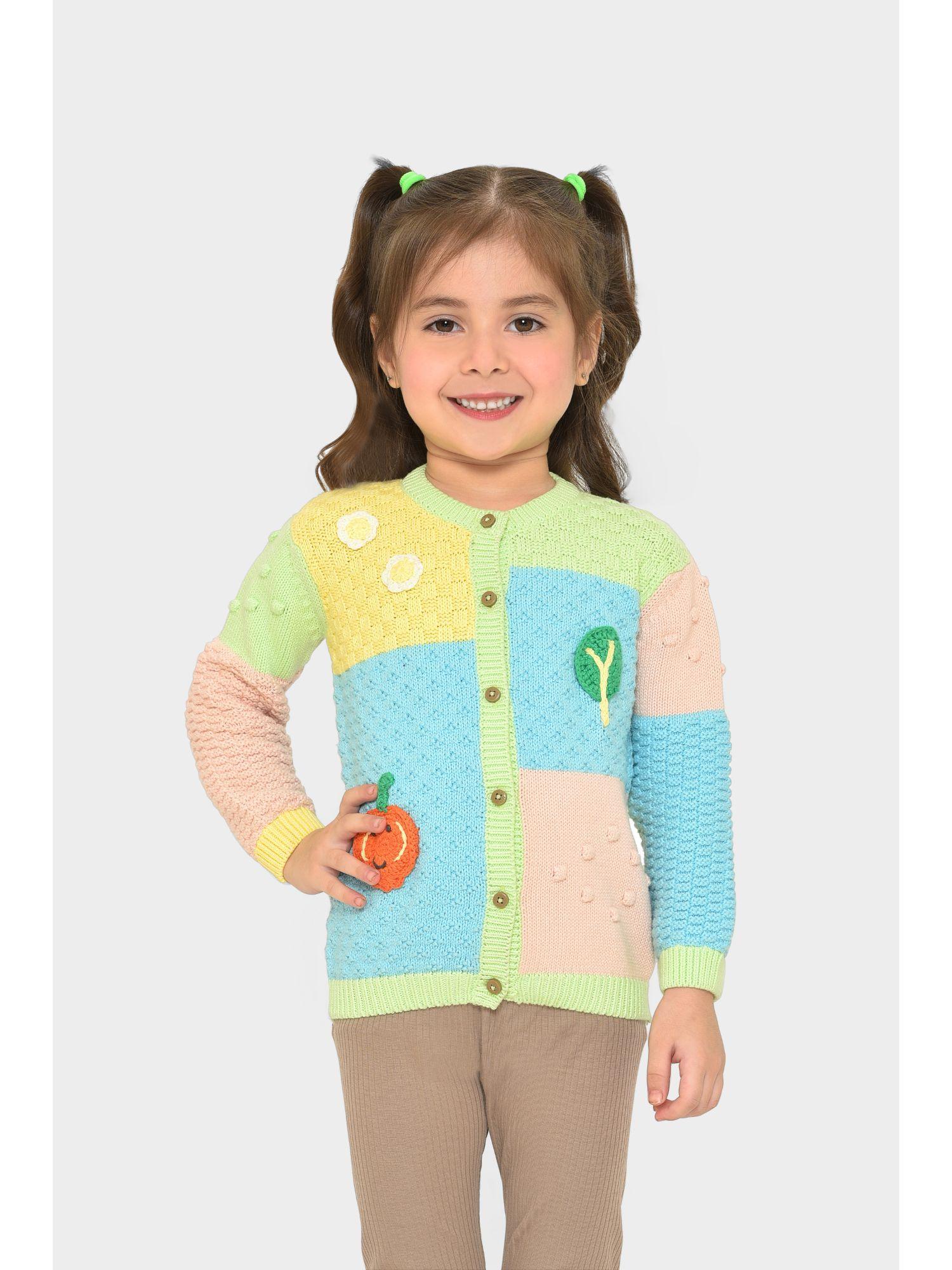 girls colorblocked multi-color sweater