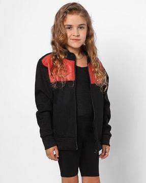 girls colour-block bomber jacket