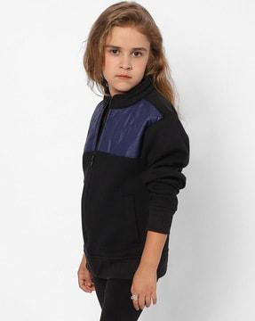 girls colour-block bomber jacket