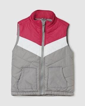 girls colourblock bomber jacket with insert pockets