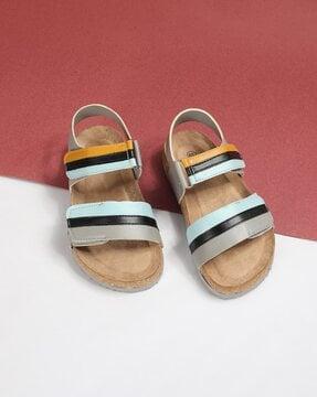 girls colourblock dual-strap slip-on sandals