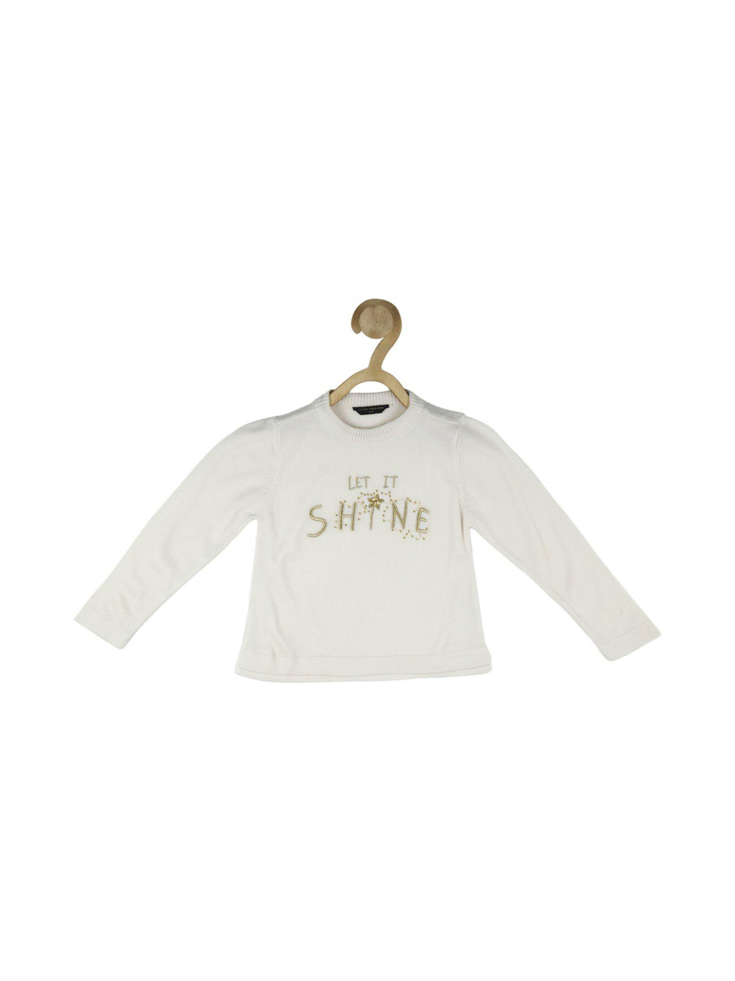 girls cream embroidered sweater