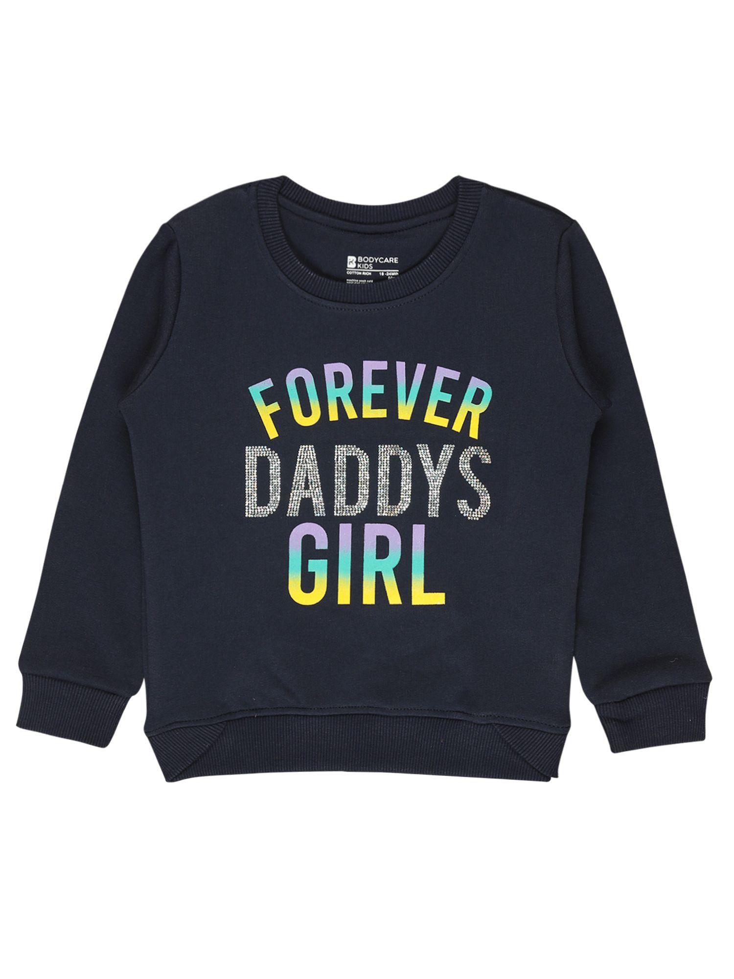 girls crew neck full sleeves sweatshirt-navy