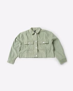 girls cut & sew corduroy crop jacket