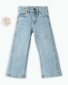 girls cut & sew wide leg denim jeans