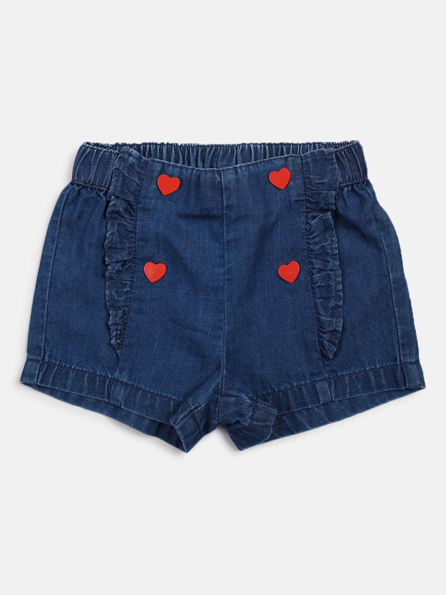 girls dark blue solid shorts