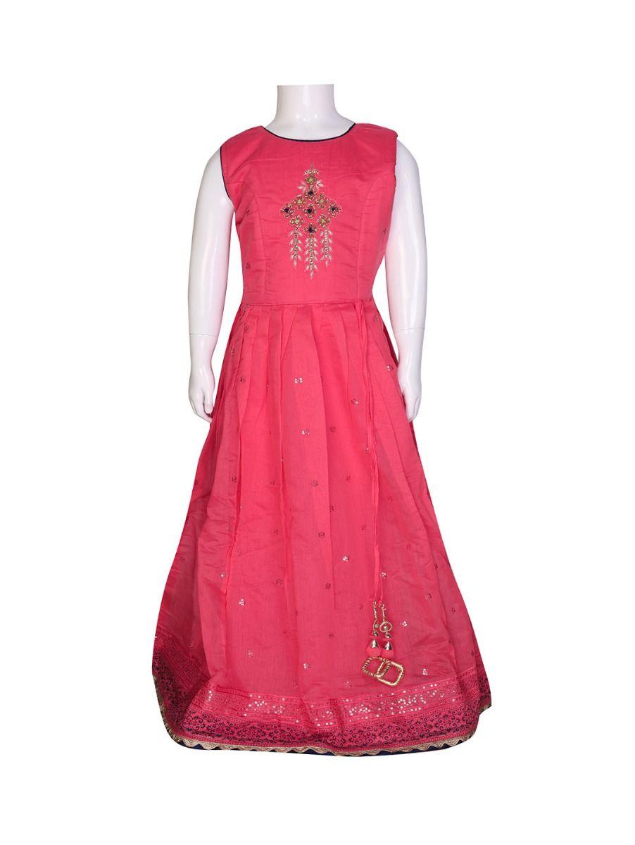 girls dark pink long gown fancy salwar - ekm