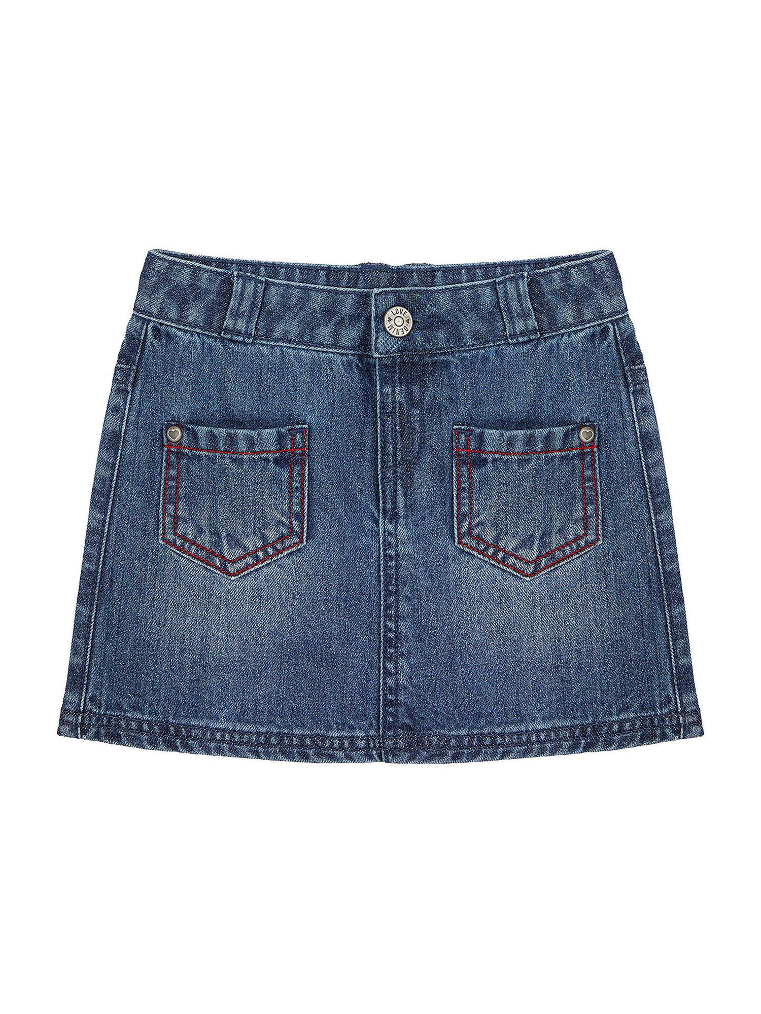 girls denim skirt with pocket details