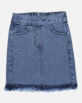 girls denim straight skirt with insert pockets