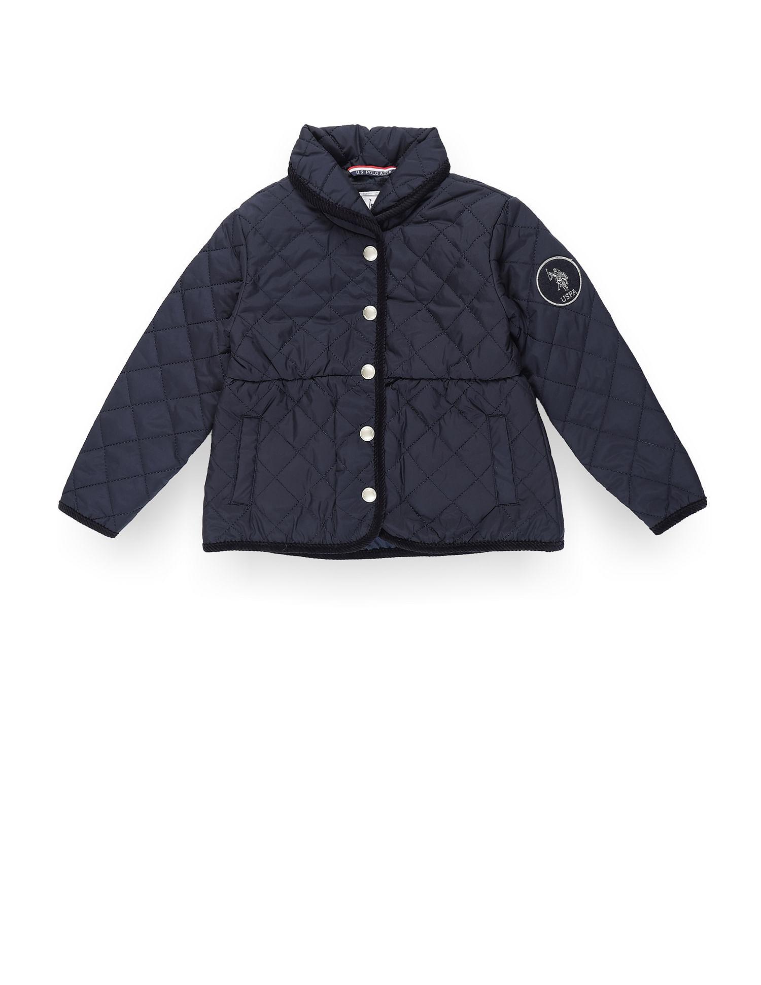 girls diamond quilted solid jacket