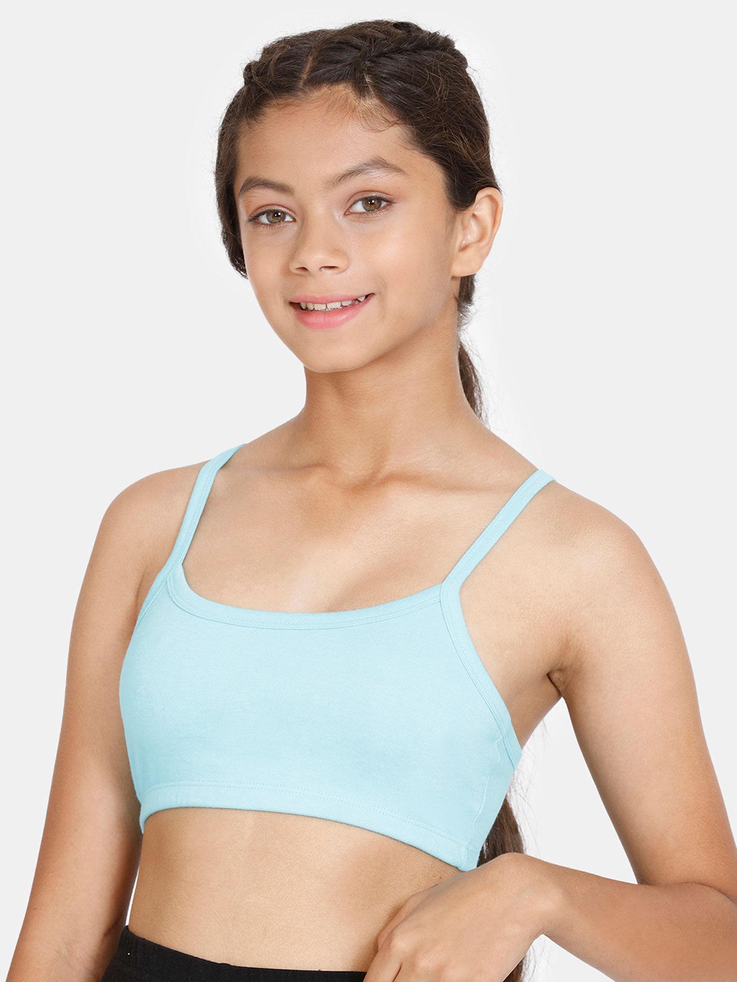 girls double layered non wired 3-4th coverage beginner bra ipanema blue