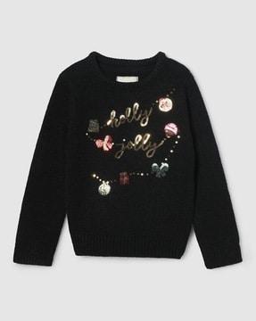 girls embellished crew-neck pullover