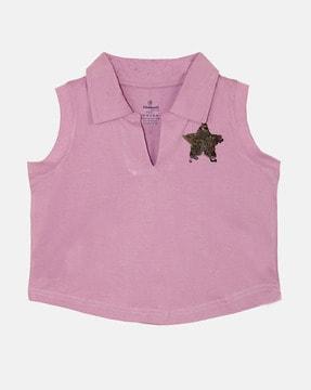 girls embellished regular fit polo t-shirt