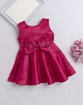 girls embellished round-neck fit & flare dress