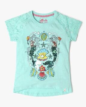 girls embellished slim fit crew-neck t-shirt