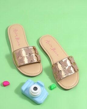 girls embellished slip-on flat sandals