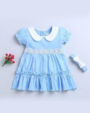 girls embroidered a-line dress with head band