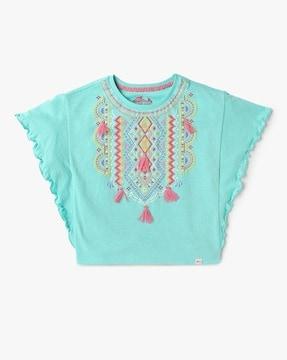 girls embroidered crew-neck t-shirt