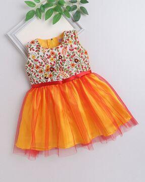 girls embroidered fit & flare dress