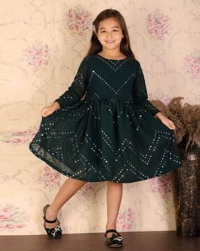 girls embroidered fit & flare dress