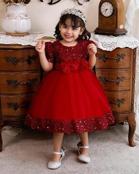 girls embroidered fit & flare dress