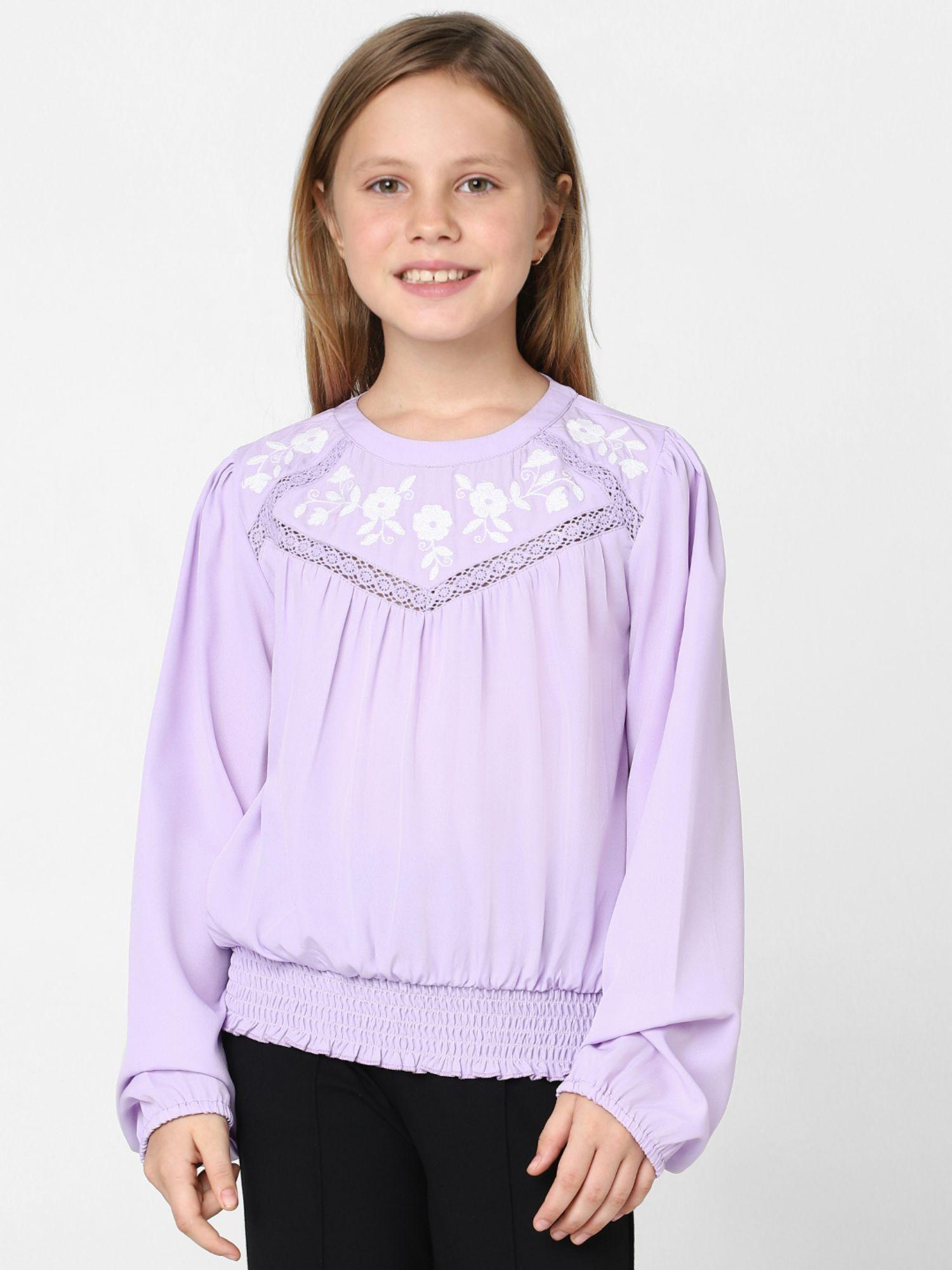 girls embroidered purple top