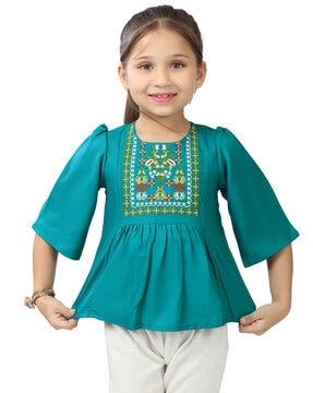 girls embroidered regular fit top