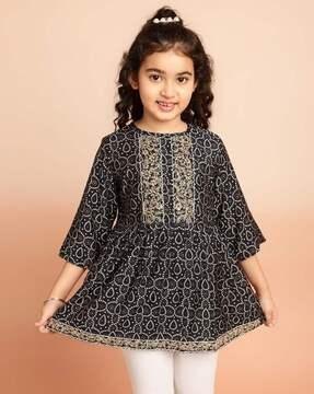 girls embroidered regular fit top