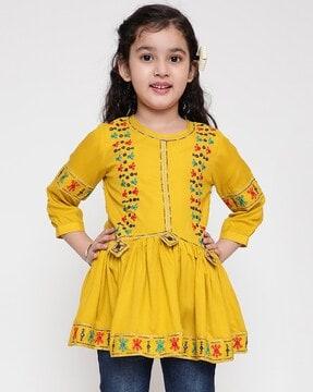 girls embroidered regular fit top