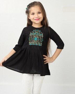 girls embroidered relaxed fit tunic