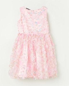 girls embroidered round-neck a-line dress