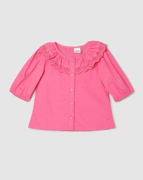 girls embroidered round-neck shirt top