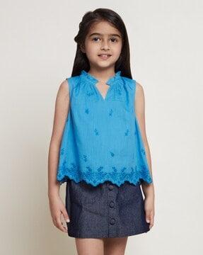girls embroidered sleeveless top