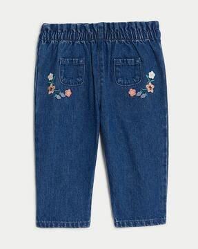 girls embroidered straight fit jeans
