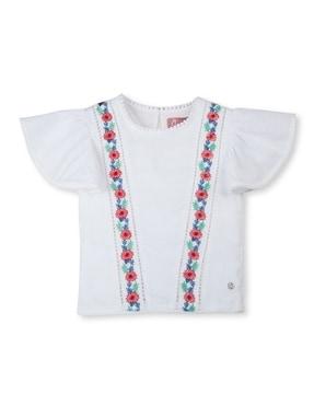 girls embroidery round-neck top