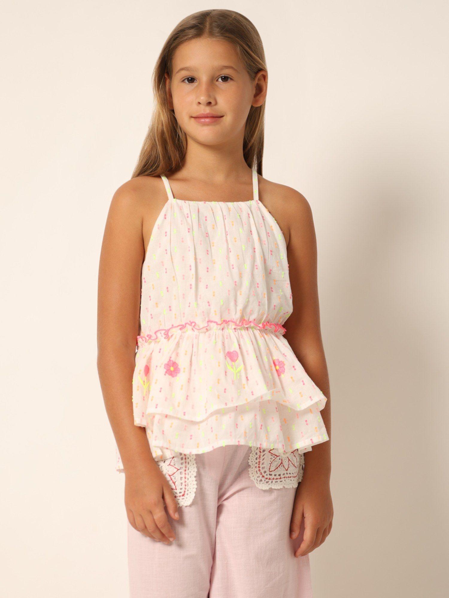 girls embroidery white top