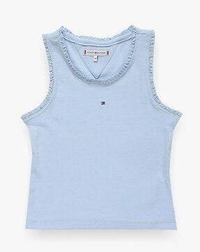 girls essential ribbed relaxed fit round-neck tank top