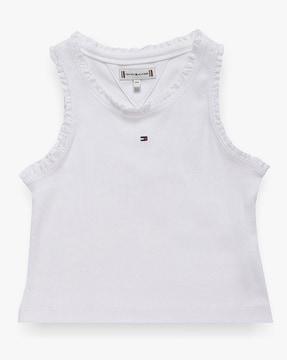 girls essential ribbed relaxed fit round-neck tank top