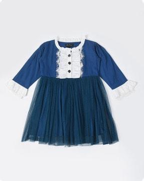 girls fit & flare dress with ruffled detail