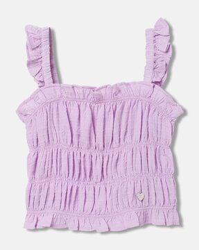 girls fitted square-neck top