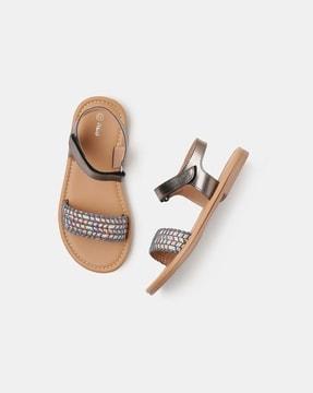 girls flat sandals with velcro fastening