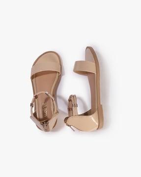 girls flat sandals with zip fastening