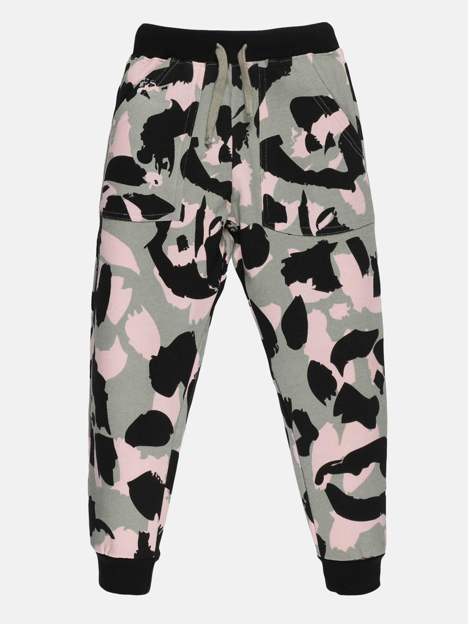 girls fleece aop track pant