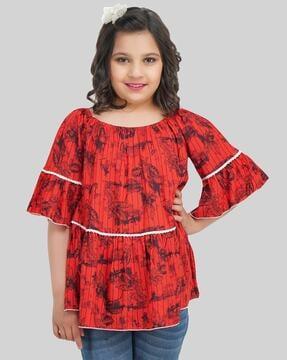girls flora print relaxed fit top