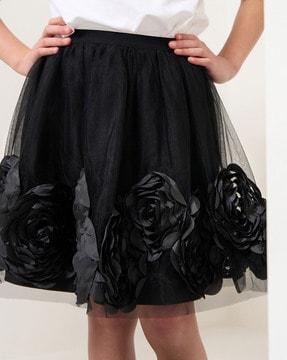 girls floral applique a-line skirt