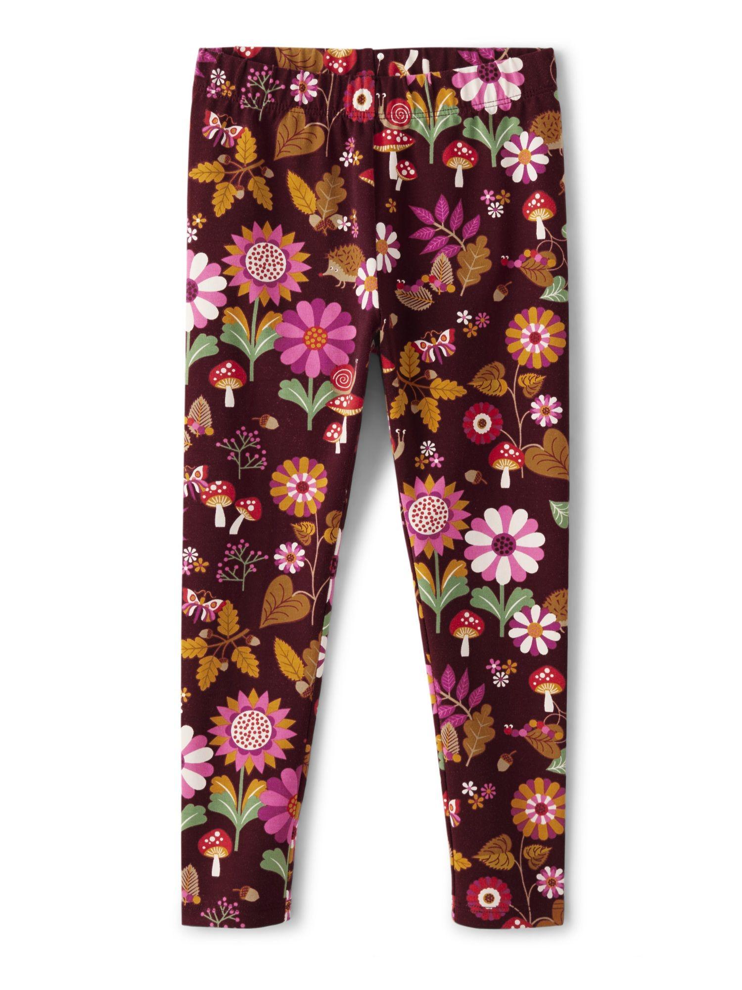 girls floral burgundy leggings (12-18 months)