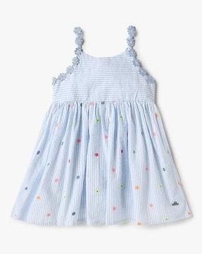 girls floral embroidered a-line dress