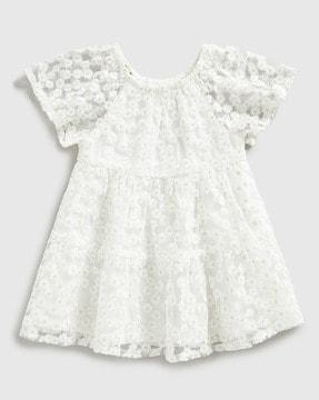 girls floral embroidered tiered dress