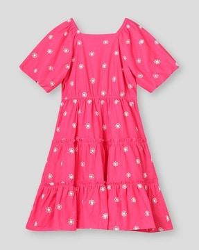 girls floral embroidered tiered dress