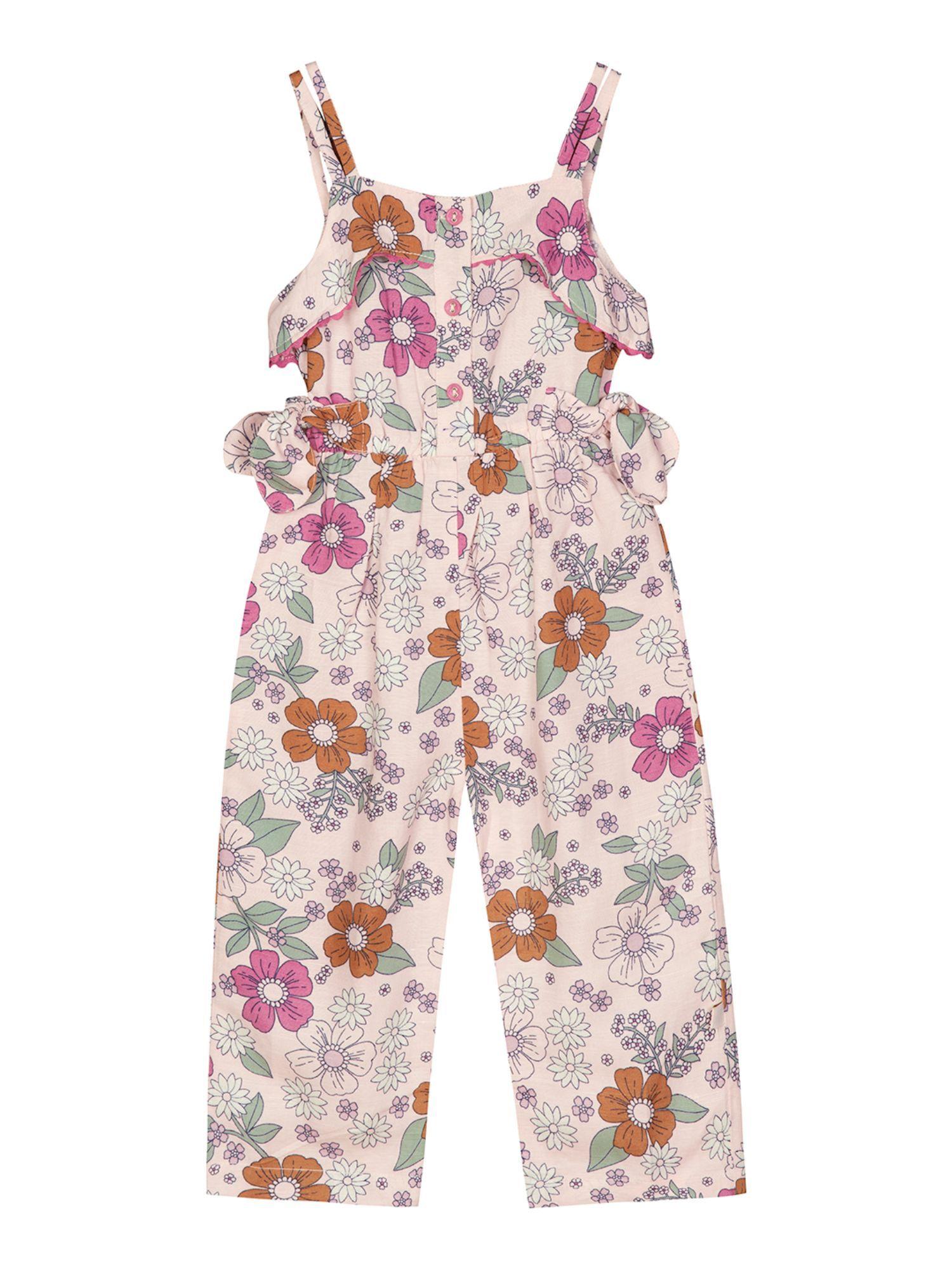 girls floral glamour jumpsuit pink